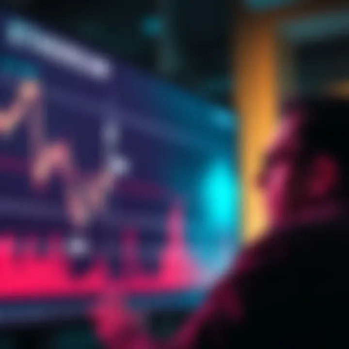 A graph showing a steep decline in Ethereum prices, with a worried investor looking at the screen.