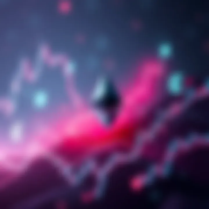 Graph showing a sharp increase in Ethereum price with upward arrows