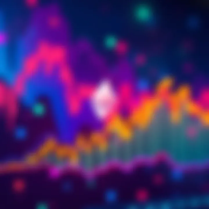 Chart showing the upward trend in Ethereum price with a vibrant background