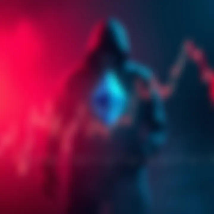 A graph showing Ethereum's price nearing $20K with fluctuations and a mysterious shadowy figure in the background.