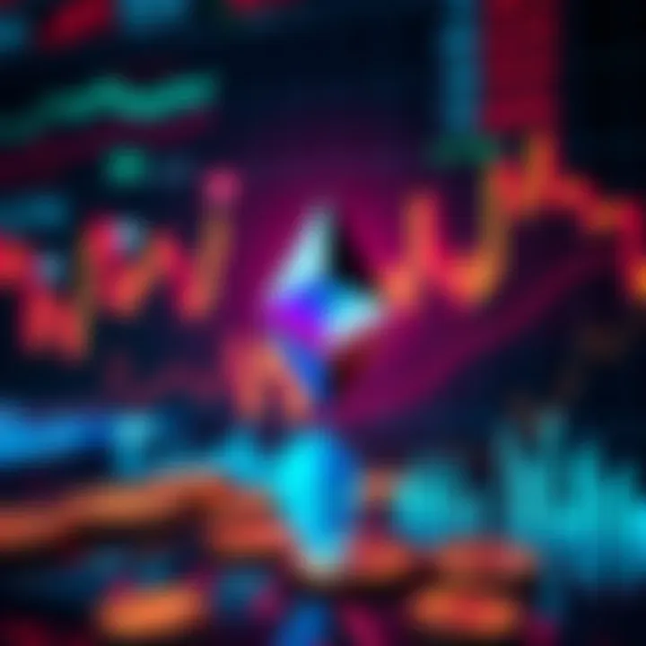 A visual representation of Ethereum's transfer count reaching 1.17 million, showcasing market volatility with fluctuating graphs and digital currency icons.