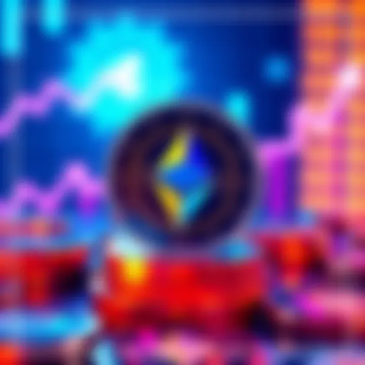 Graphic showing the Ethfi coin symbol with upward trend arrows and other cryptocurrency icons in the background