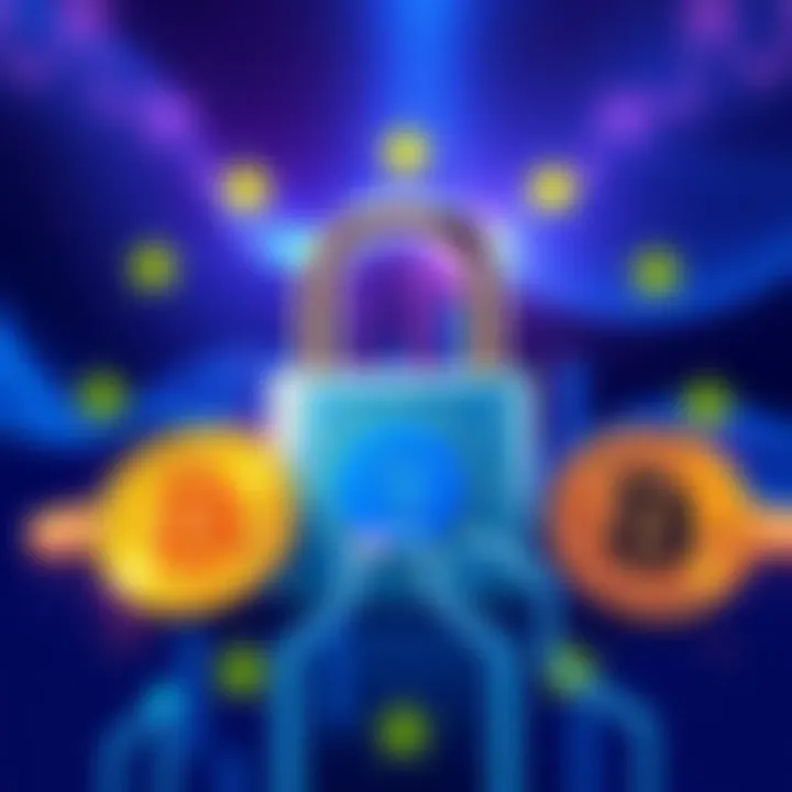 EU Privacy Coin Ban An illustration showing a digital lock and three privacy coins with an EU flag background, symbolizing the potential ban on privacy coins in Europe.