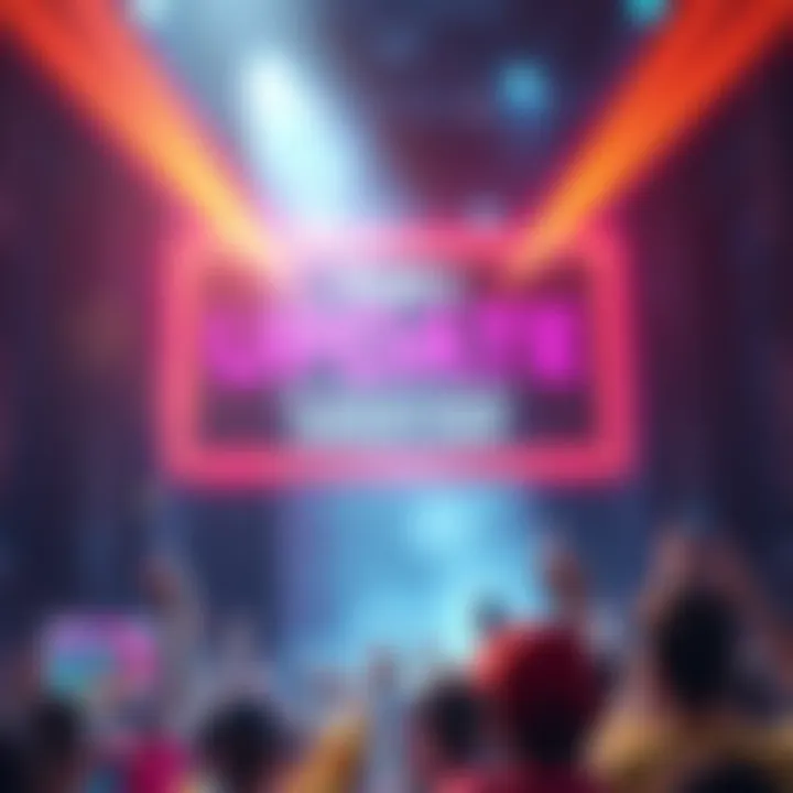 A vibrant graphic showing an announcement board with bold letters indicating a game-changing update, with an excited crowd in the background