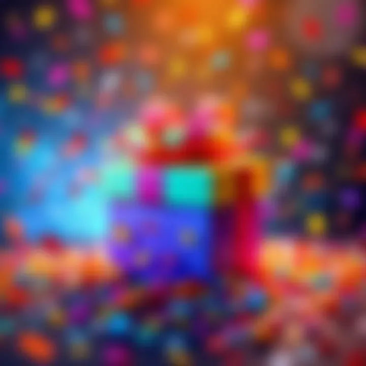 Colorful illustration of a gift box with confetti around it representing a freebie offer
