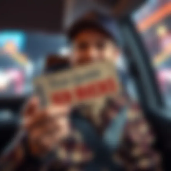 A person holding a ticket or voucher with a big smile, symbolizing an exciting deal for just ten dollars.