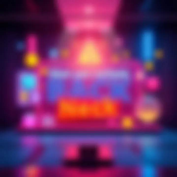 A vibrant graphic showing a welcoming message for users returning to a platform, featuring colorful designs and symbols of new content.