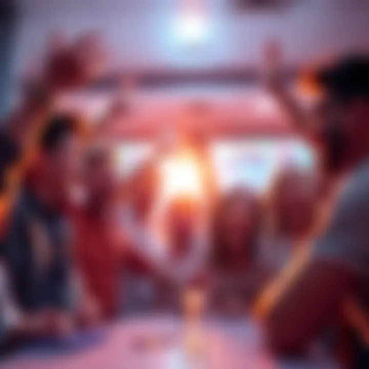 A group of excited people celebrating and discussing upcoming announcements