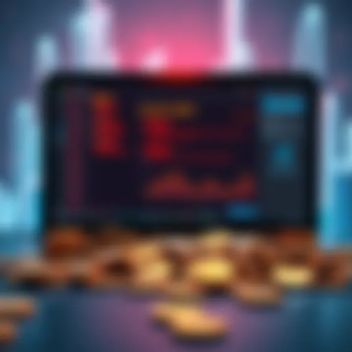 A visual representation of an emptied cryptocurrency wallet with coins scattered around and a computer screen showing alerts.