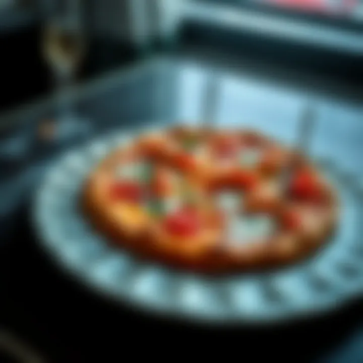 A lavish pizza topped with gold leaf, lobster, and caviar served on an elegant plate