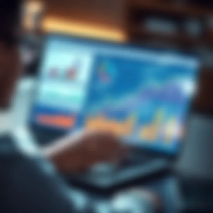 Exploring Investment Opportunities A person analyzing investment options on a laptop with charts and graphs displayed, indicating potential growth and returns from the Explorer Club membership.