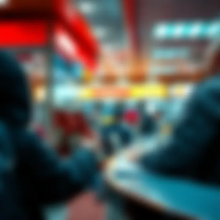A person at a fast-food counter asking for multiple packets of ketchup to go with their meal.