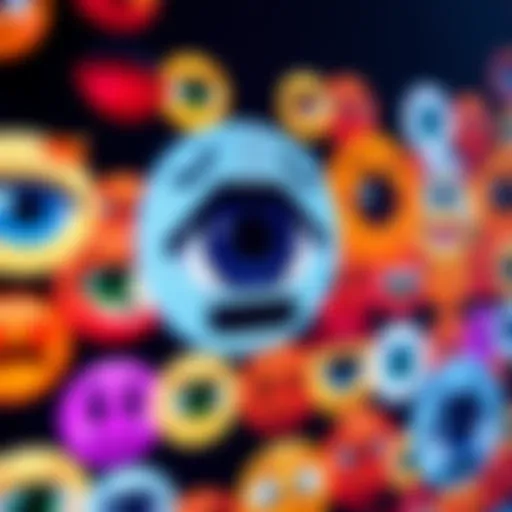 A close-up of multiple eye emojis on a digital screen, symbolizing their rising popularity in 2026.