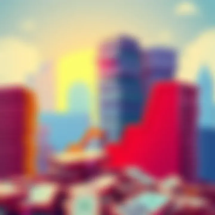 An illustration showing stacks of money with a downward trend graph, symbolizing losses in investment projects.