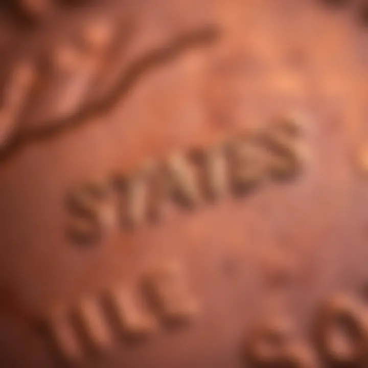 Faint STAES on 1970 S Penny Close-up of a 1970 S Penny showing faint lettering of the word 'STATES'