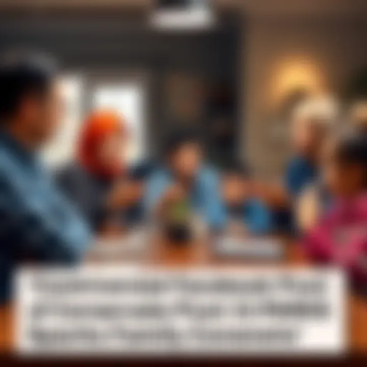 A family gathered around a table engaged in a lively debate about a Facebook post shared by a conservative uncle.