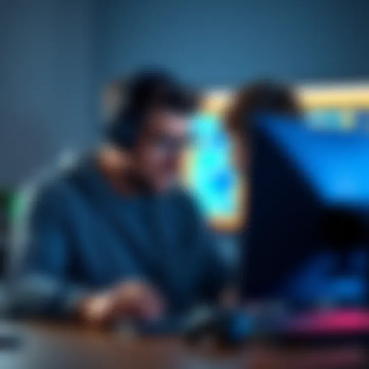 Family Gamer and Tampered Footage A frustrated gamer watches his son's Geometry Dash gameplay on a computer screen, with a family member looking guilty nearby.
