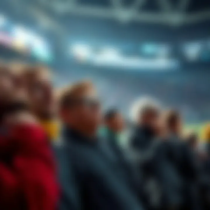 A group of fans expressing disappointment during a football game