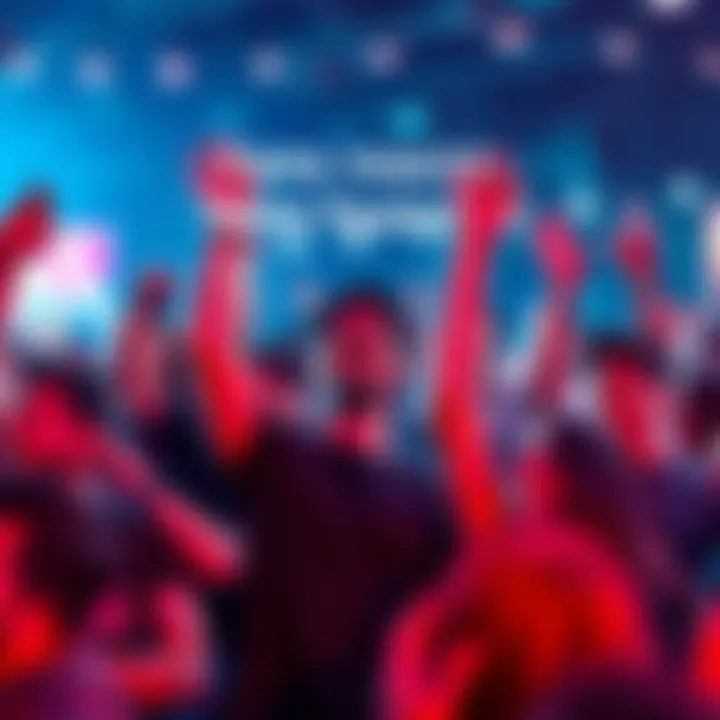 Group of excited fans reacting positively to new updates in a lively social setting