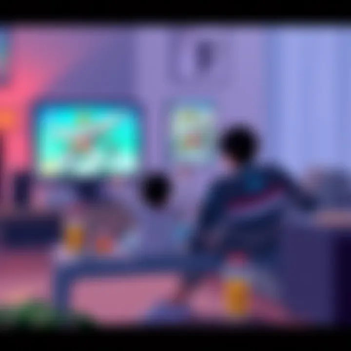 A father and child sitting on a couch, excitedly watching Choujin Sentai Jetman on a TV. The room is cozy with snacks and drinks nearby, showing their bonding time over the show.