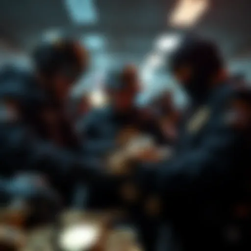 Agents from the FBI gather cryptocurrency assets during a major operation against a global scam network.