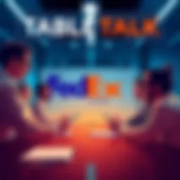 FedEx executives in a meeting discussing technology and logistics innovations for future development