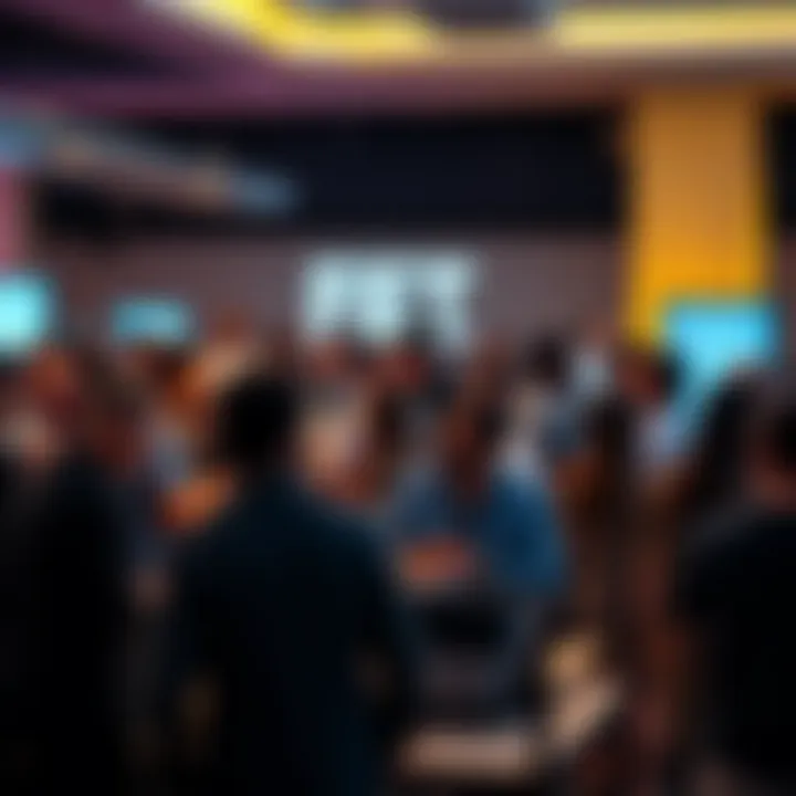 People engaging in discussions and sharing ideas at a community event for FET enthusiasts