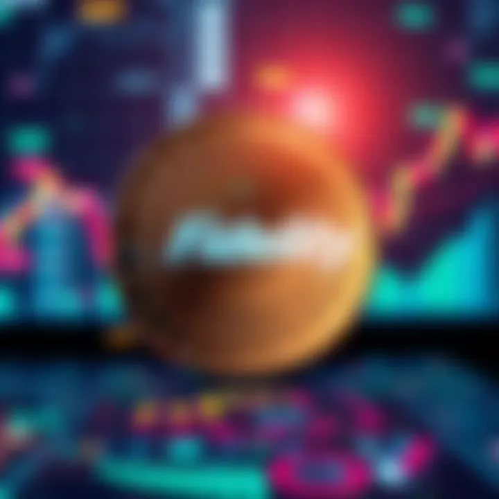 A graphic showing Fidelity's logo alongside a digital coin symbolizing a new stablecoin, with a futuristic backdrop representing the cryptocurrency market.