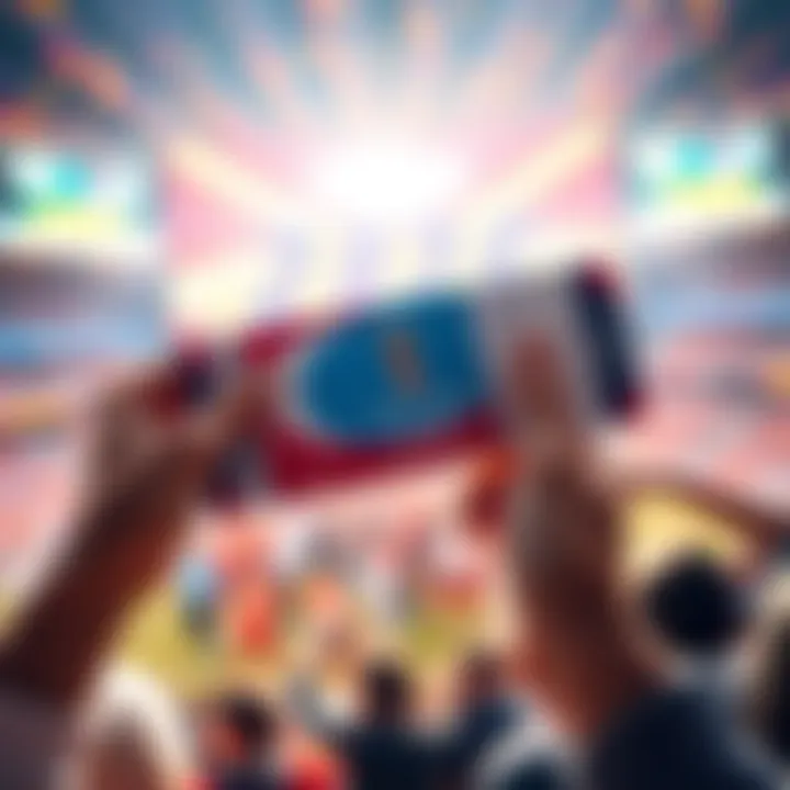 Fan excitedly holding a FIFA World Cup 2026 ticket with a bright background showing football graphics