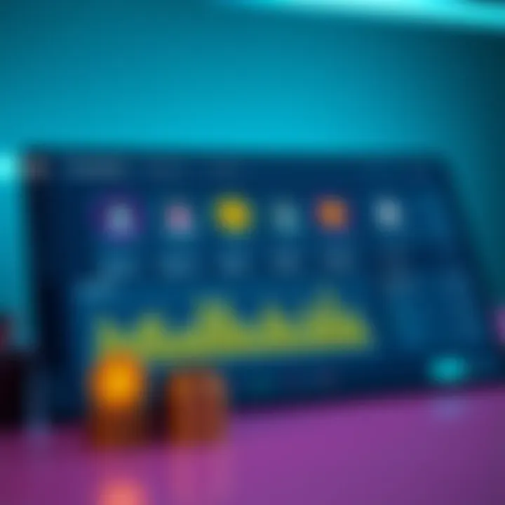 A clean dashboard displaying icons for different financial accounts including crypto and bank accounts, illustrating finance management tools.