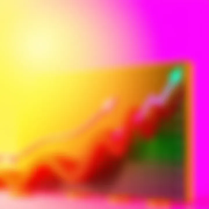 A line graph showing rising financial trends in the market with dollar signs and upward arrows.