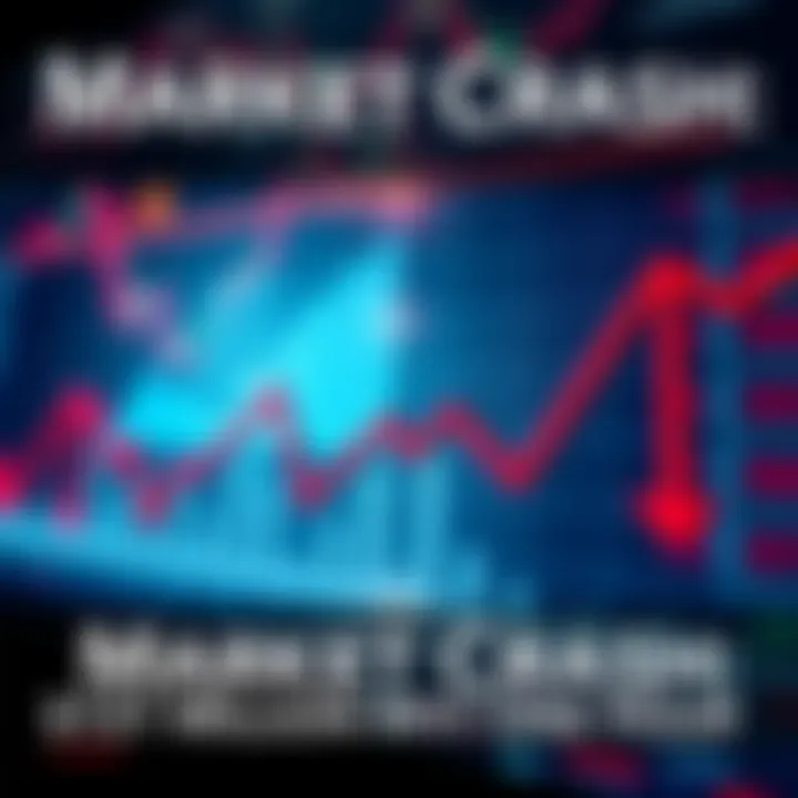 A graph showing a sharp decline in stock prices with red arrows pointing downward