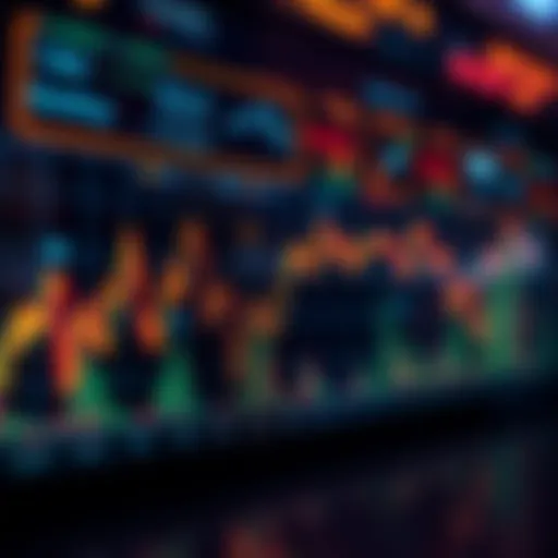 A graph showing market trends and investor analysis with financial symbols in the background