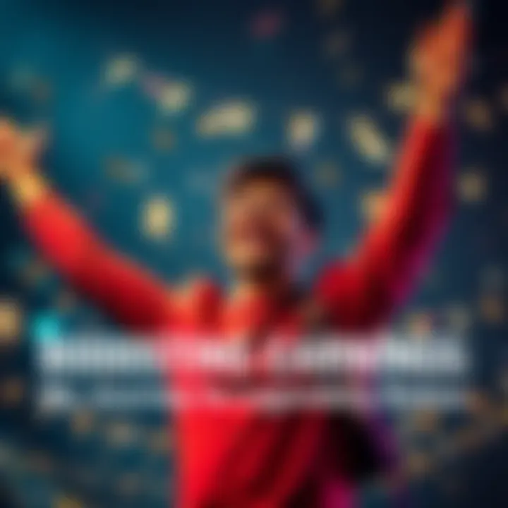 Individual joyfully celebrating their financial growth and achievements over time