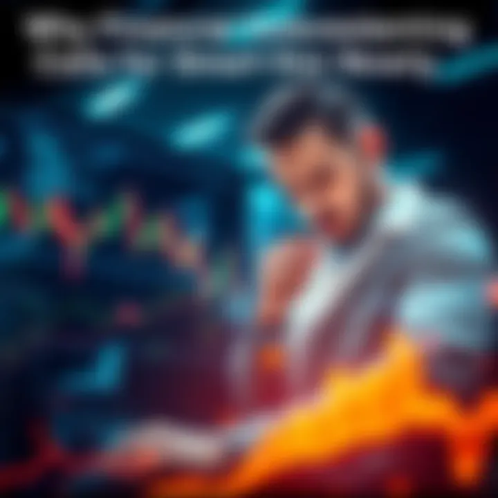 A visual representation of smart investing amidst financial turbulence, featuring fluctuating graphs and a thoughtful investor analyzing data.