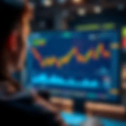 A person looking at a computer screen showing a small-cap token exchange platform with graphs and charts.