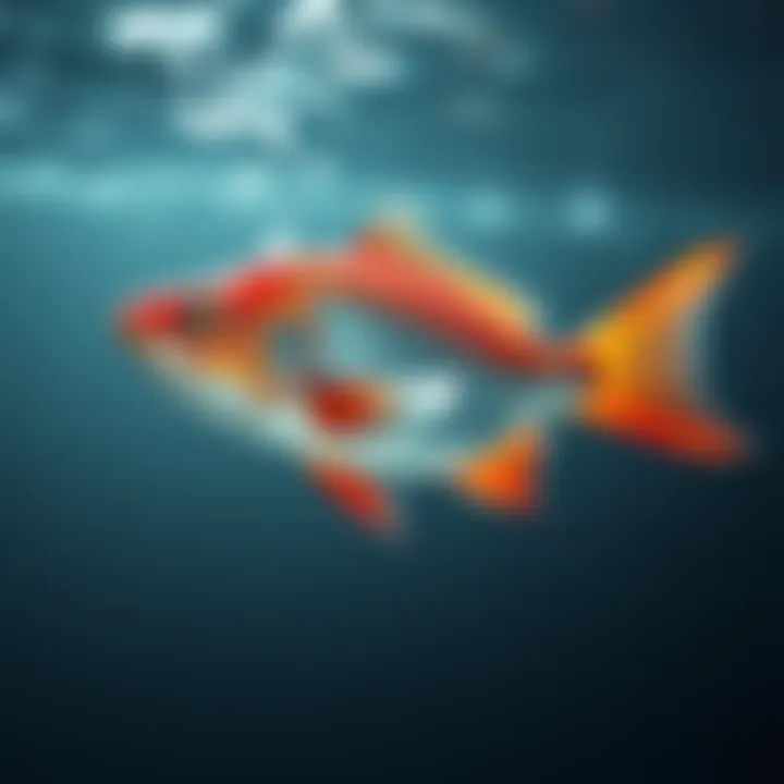 A fish swimming in clear water, symbolizing the growth of a score from 14 to 24.