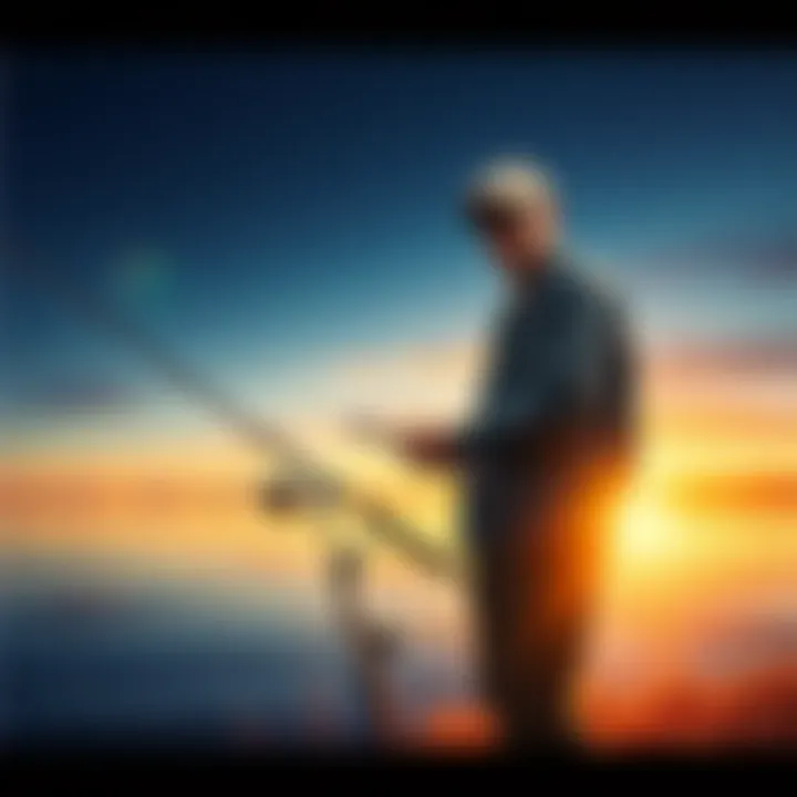 A person standing by a lake with a puzzled expression, holding a fishing rod, with an empty clipboard nearby.