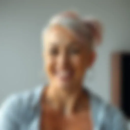 Person smiling after losing weight and getting a new haircut, looking confident and happy.