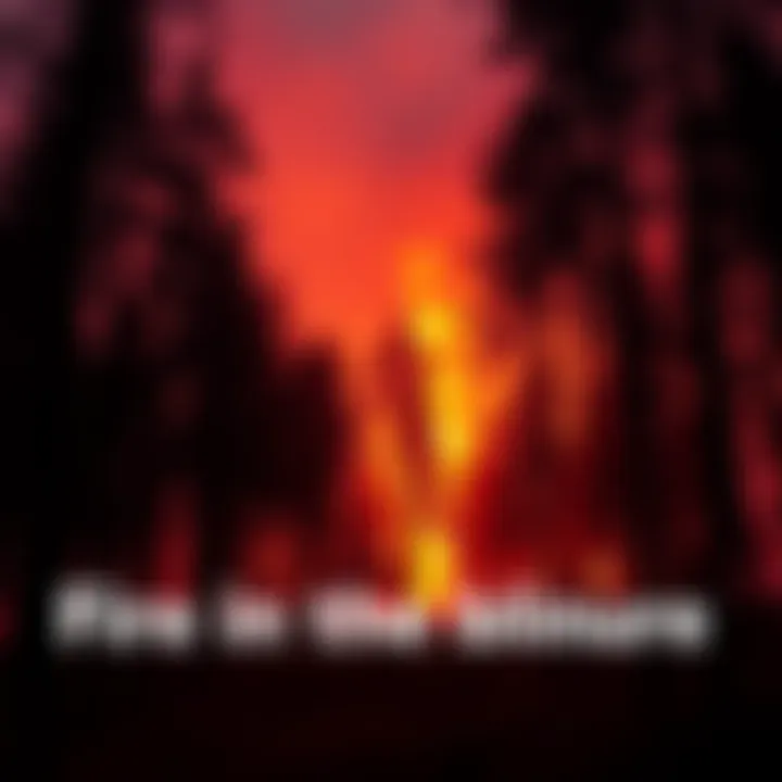 Flames in a forest Bright flames engulf trees in a forest, showcasing fire's destructive and regenerative nature.