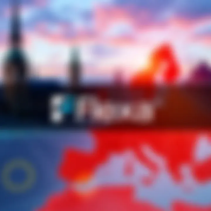 Flexa payment platform logo with European landmarks in the background