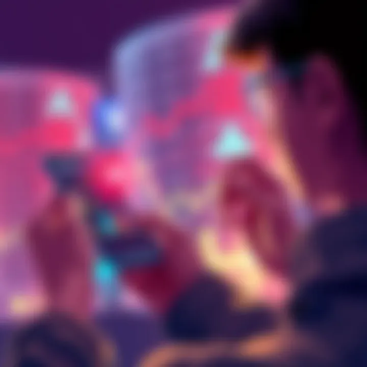 A person looking at financial charts and trends on a smartphone, symbolizing FOMO in investment decisions