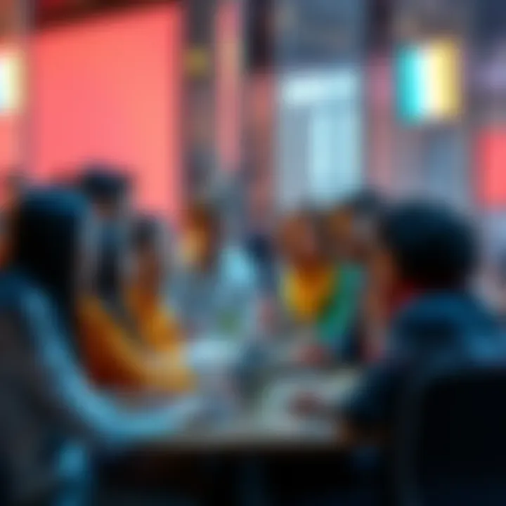 A diverse group of people from different countries engaged in an online discussion on a forum, communicating in English.