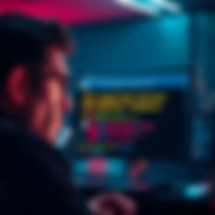 A frustrated user looking at a computer screen with a message indicating a post deletion about cryptocurrency.
