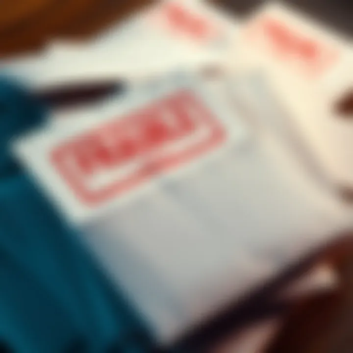 A stack of envelopes with some marked as fraudulent, symbolizing physical mail phishing scams targeting people.