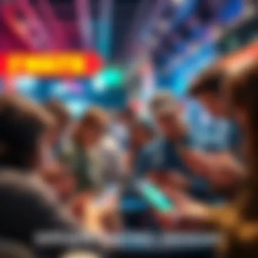 A group of people looking at their phones while discussing Free Bucks button posts in a lively online forum