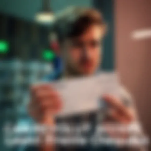 A person is holding a French cheque with a concerned expression, looking for banking solutions