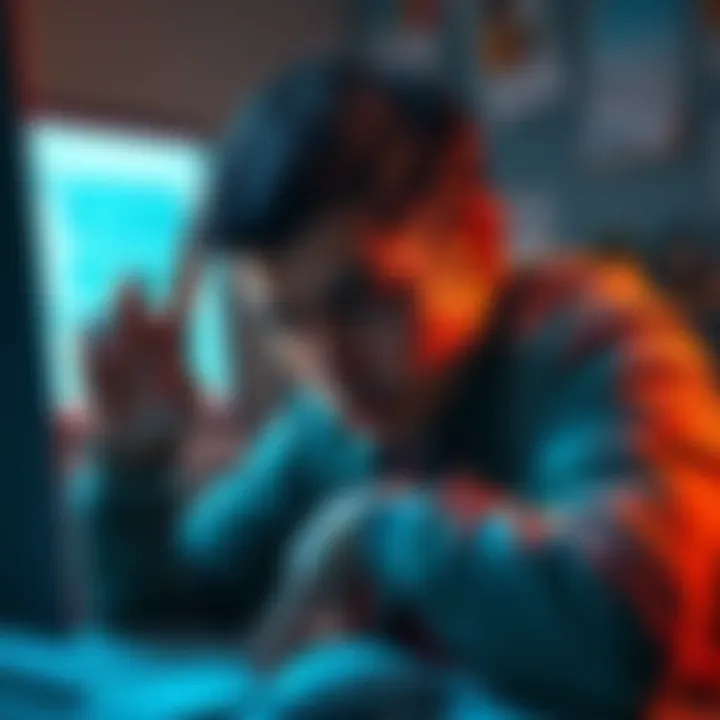 A person stressed over a frozen bank account and limited access to their funds, with a computer showing an AI chat window