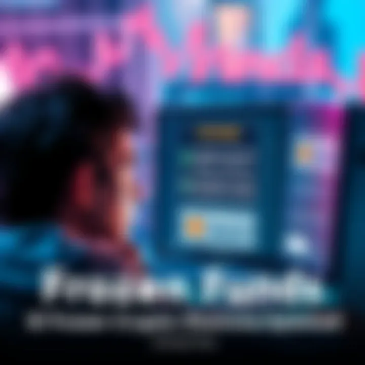 A worried person looks at a computer screen displaying frozen crypto funds and maintenance notices, with a worried expression.