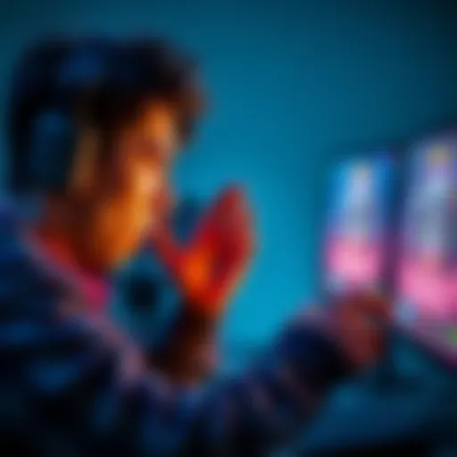 Frustrated player looking at screen A person showing frustration while playing a tower defense game on a computer, looking at an unresponsive rewards system